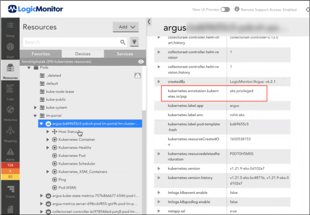 Filter Kubernetes using annotations page