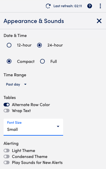 Appearance and sounds options