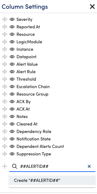 Filter column settings option