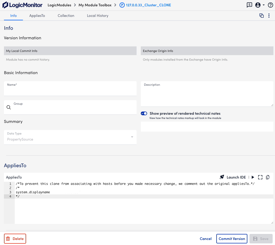 Edit option on My module toolbox page