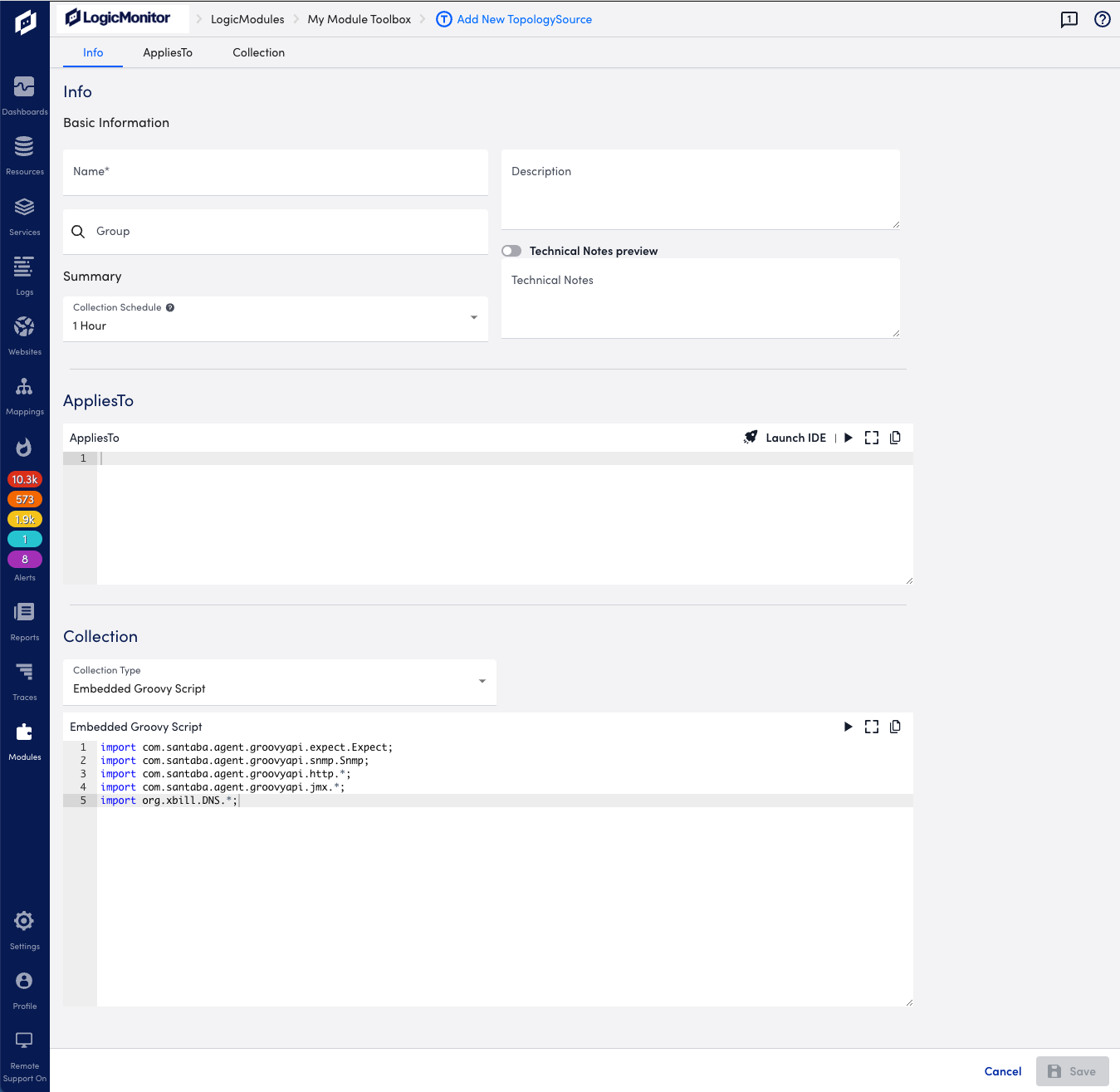 add new topologysources page
