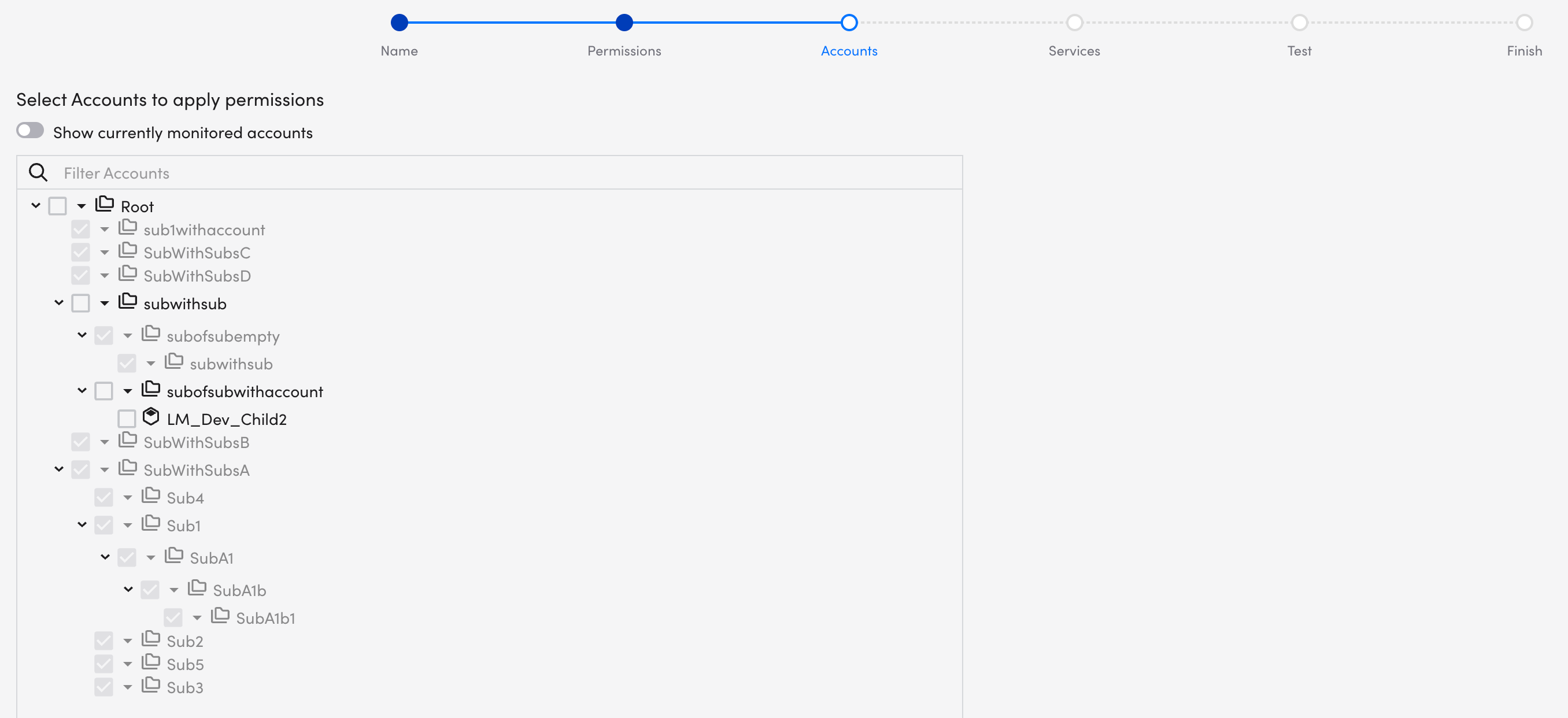 AWS orga unit account wizard