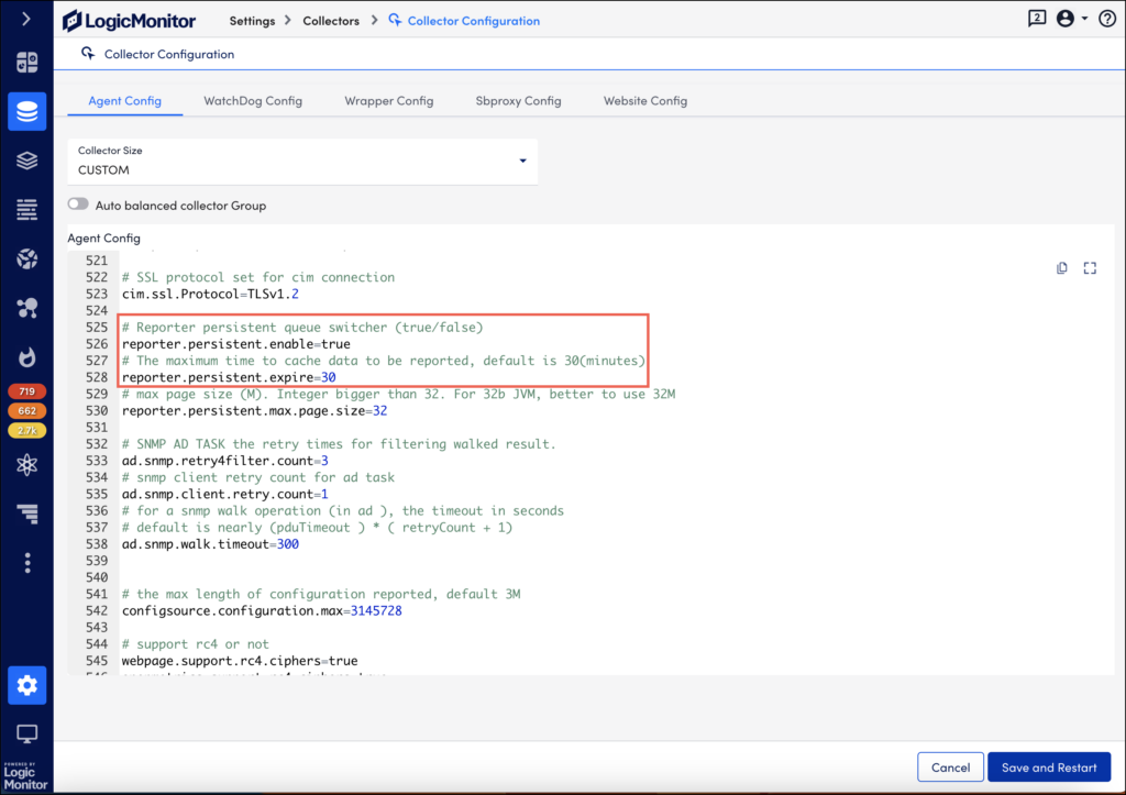 Agent configuration page
